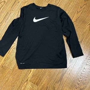 Nike Shirt Boys Small Blue Swoosh Long Sleeve Dri Fit Youth Girls Jersey Sport.